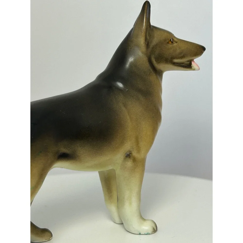 Vintage German Shepherd Dog Figurine Ceramic Japan Porcelain‎ Standing Statue